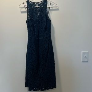 Navy high neck lace dress w/ strapless dress underneath - perfect for wedding